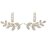 Mi Amore Leaf Adjustable length Dangle-Earrings Silver-Tone & White