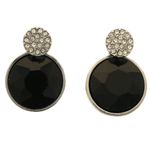 Mi Amore Post w/ drop accent Post-Earrings Silver-Tone/Black