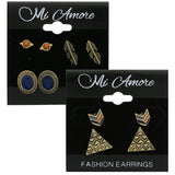 Mi Amore Feather Geometric Triangle Multiple-Earring-Set Gold-Tone & Blue