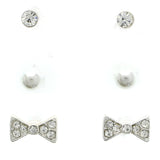 Mi Amore Bow Multiple-Earring-Set Silver-Tone