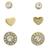 Mi Amore Heart Multiple-Earring-Set Gold-Tone