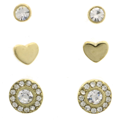 Mi Amore Heart Multiple-Earring-Set Gold-Tone