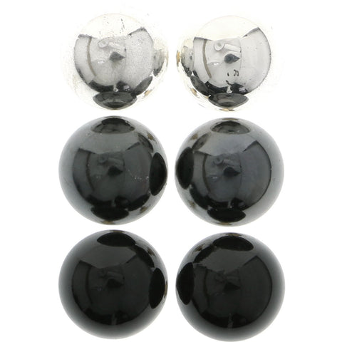 Mi Amore Multiple-Earring-Set Silver-Tone/Black