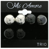 Mi Amore Multiple-Earring-Set Silver-Tone/Black