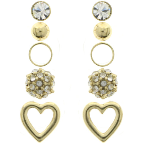 Mi Amore Multiple-Earring-Set Gold-Tone