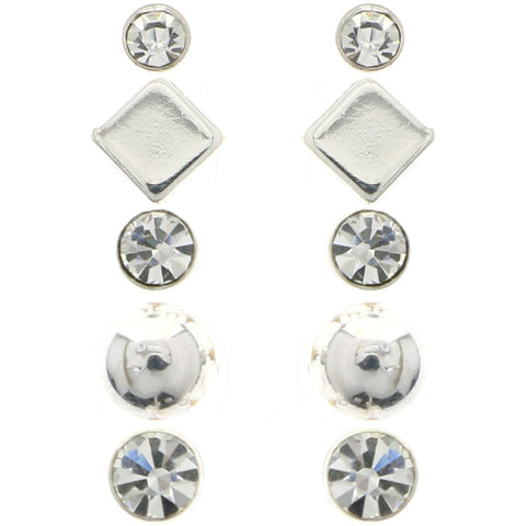 Mi Amore Multiple-Earring-Set Silver-Tone