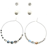 Mi Amore Multiple-Earring-Set Silver-Tone/Blue