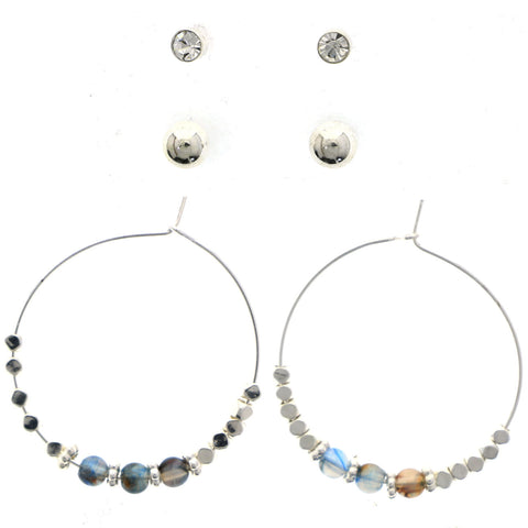 Mi Amore Multiple-Earring-Set Silver-Tone/Blue
