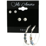 Mi Amore Multiple-Earring-Set Silver-Tone/Blue