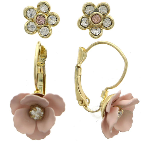 Mi Amore Multiple-Earring-Set Gold-Tone/Pink