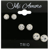Mi Amore Multiple-Earring-Set Silver-Tone