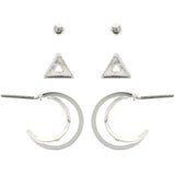 Mi Amore Multiple-Earring-Set Silver-Tone