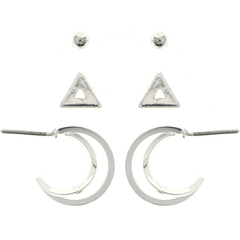 Mi Amore Multiple-Earring-Set Silver-Tone