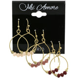 Mi Amore Multiple-Earring-Set Gold-Tone/Pink
