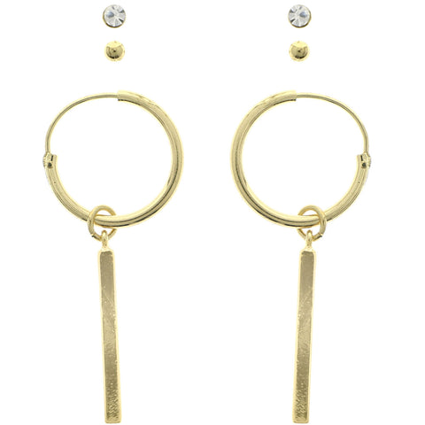 Mi Amore Multiple-Earring-Set Gold-Tone