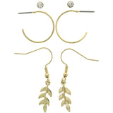 Mi Amore Leaf Multiple-Earring-Set Gold-Tone