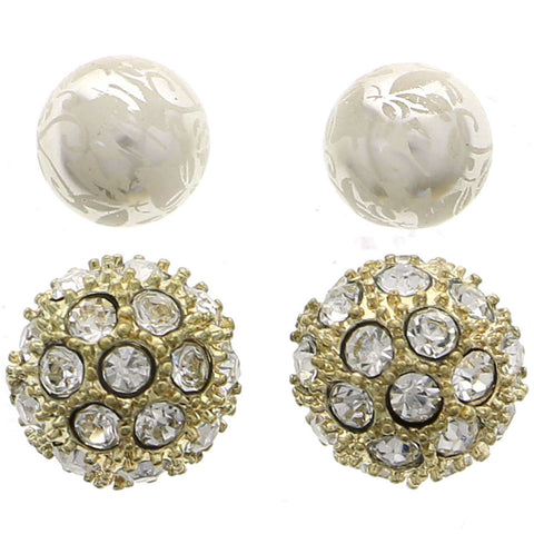 Mi Amore Multiple-Earring-Set Gold-Tone/White