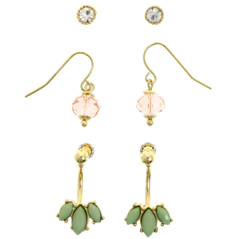 Mi Amore Multiple-Earring-Set Gold-Tone/Multicolor