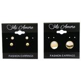 Mi Amore Shell Multiple-Earring-Set Gold-Tone/White