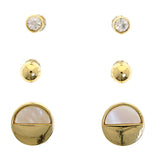 Mi Amore Shell Multiple-Earring-Set Gold-Tone/White