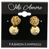Mi Amore Wire-Wrapped Half-ball Multiple-Earring-Set Gold-Tone