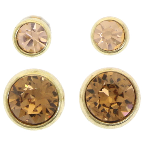 Mi Amore Multiple-Earring-Set Gold-Tone/Brown