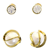 Mi Amore Metal-wrapped gem Multiple-Earring-Set Gold-Tone/White