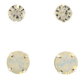 Mi Amore Multiple-Earring-Set Silver-Tone/White
