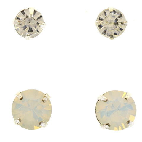 Mi Amore Multiple-Earring-Set Silver-Tone/White
