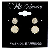 Mi Amore Multiple-Earring-Set Silver-Tone/White