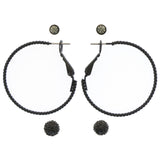 Mi Amore Matte Rope-pattern Multiple-Earring-Set Black & White