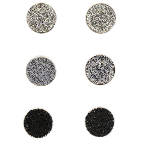 Mi Amore Sparkling Multiple-Earring-Set Silver-Tone/Gray