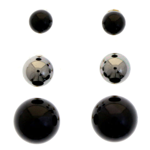 Mi Amore Multiple-Earring-Set Silver-Tone/Black