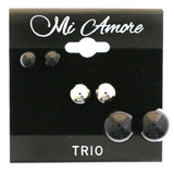Mi Amore Multiple-Earring-Set Silver-Tone/Black