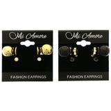 Mi Amore Reversible ballback Multiple-Earring-Set Gold-Tone/Black
