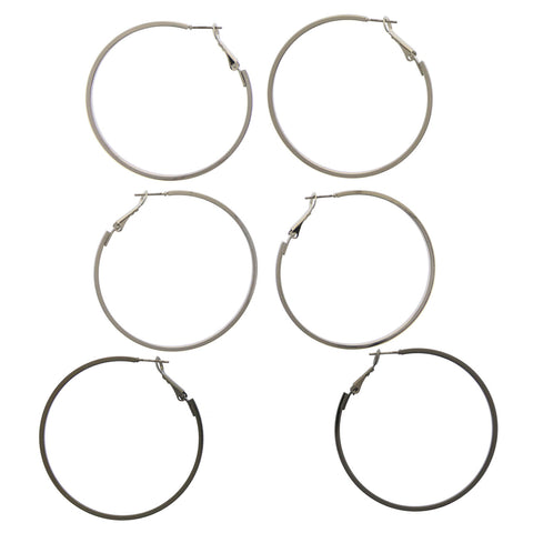 Mi Amore Multiple-Earring-Set Silver-Tone