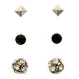 Mi Amore Multiple-Earring-Set Silver-Tone/Black