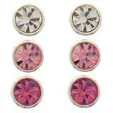 Mi Amore Multiple-Earring-Set Silver-Tone/Pink