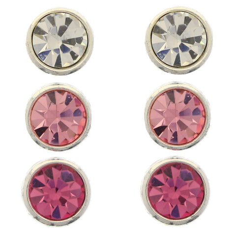 Mi Amore Multiple-Earring-Set Silver-Tone/Pink