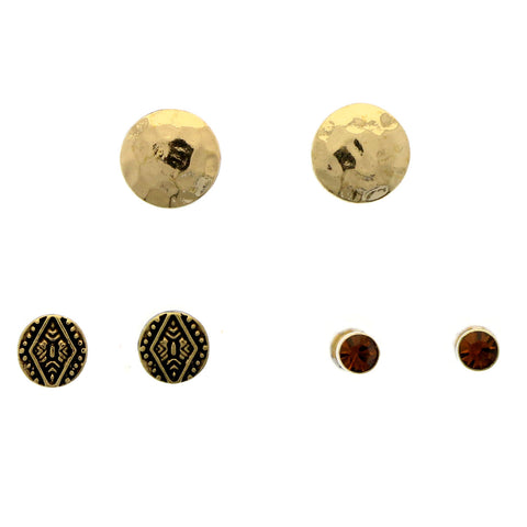 Mi Amore Antiqued Multiple-Earring-Set Gold-Tone/Brown