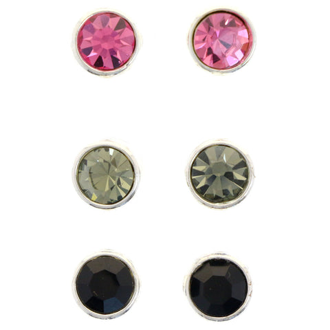 Mi Amore Multiple-Earring-Set Silver-Tone/Multicolor