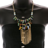 Mi Amore Tassel Adjustable Necklace-Earring-Set Multicolor & Gold-Tone