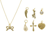 Mi Amore Cross Heart Wing Pendant-Necklace Gold-Tone & White
