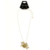 Mi Amore Cross Heart Wing Pendant-Necklace Gold-Tone & White