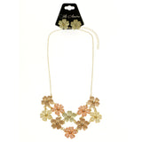 Mi Amore Flower Adjustable Necklace-Earring-Set Multicolor & Gold-Tone