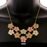 Mi Amore Flower Adjustable Necklace-Earring-Set Multicolor & Gold-Tone
