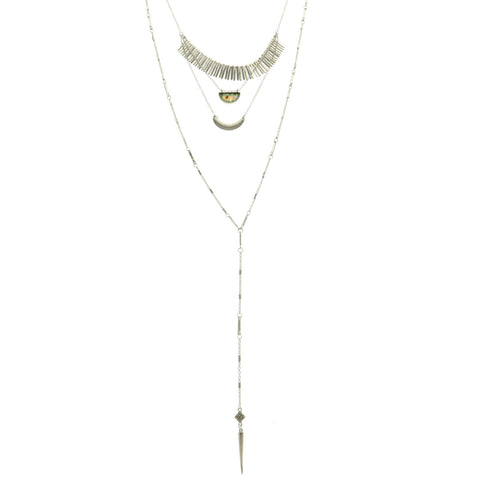 Mi Amore Adjustable Layered-Necklace Silver-Tone/Green