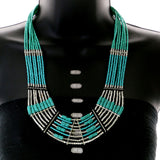 Mi Amore Adjustable Necklace-Earring-Set Green/Silver-Tone