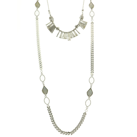Mi Amore Adjustable Long-Necklace Silver-Tone