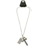 Mi Amore Cross Charm Adjustable Statement-Necklace Silver-Tone & Black